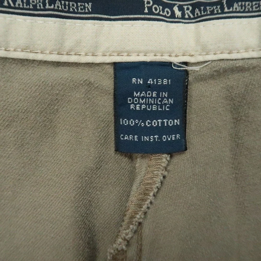 Polo Ralph Lauren Pants Mens 36x32 Khaki Tan Double Pleat Cuffed Straight VTG